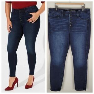 Torrid Size 18S Bombshell Skinny Super Soft High Rise Jeans Button Fly Blue